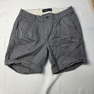 abercrombie fitch men's shorts stretch cuffed striped size 31 gray